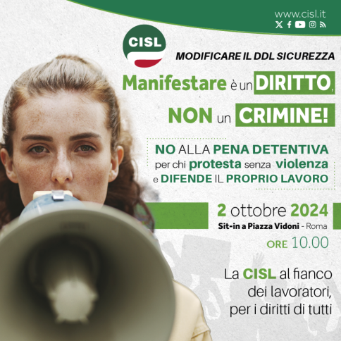 Modificare il DDL sicurezza: Il 2 ottobre Sit-in a Roma